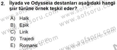 Batı Edebiyatında Akımlar 1 Dersi 2015 - 2016 Yılı (Vize) Ara Sınav Soruları 2. Soru