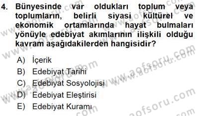 Batı Edebiyatında Akımlar 1 Dersi 2015 - 2016 Yılı (Vize) Ara Sınav Soruları 4. Soru