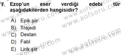 Batı Edebiyatında Akımlar 1 Dersi 2015 - 2016 Yılı (Vize) Ara Sınav Soruları 7. Soru