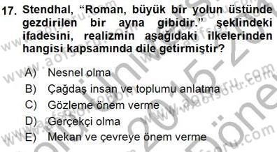 Batı Edebiyatında Akımlar 1 Dersi 2015 - 2016 Yılı (Final) Dönem Sonu Sınav Soruları 17. Soru
