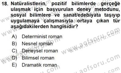 Batı Edebiyatında Akımlar 1 Dersi 2015 - 2016 Yılı (Final) Dönem Sonu Sınav Soruları 18. Soru