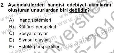 Batı Edebiyatında Akımlar 1 Dersi 2015 - 2016 Yılı (Final) Dönem Sonu Sınav Soruları 2. Soru