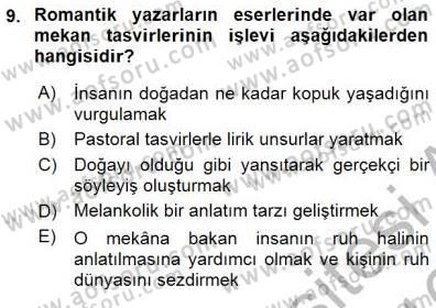 Batı Edebiyatında Akımlar 1 Dersi 2015 - 2016 Yılı (Final) Dönem Sonu Sınav Soruları 9. Soru