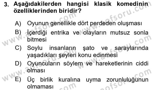 Batı Edebiyatında Akımlar 1 Dersi 2017 - 2018 Yılı (Final) Dönem Sonu Sınav Soruları 3. Soru
