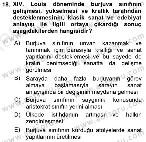 Batı Edebiyatında Akımlar 1 Dersi 2018 - 2019 Yılı (Vize) Ara Sınav Soruları 18. Soru