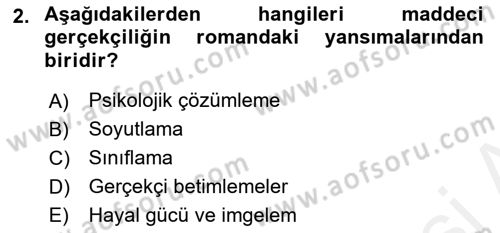 Batı Edebiyatında Akımlar 1 Dersi Ara Sınavı Deneme Sınav Soruları 2. Soru