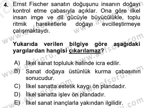Batı Edebiyatında Akımlar 1 Dersi 2018 - 2019 Yılı (Vize) Ara Sınav Soruları 4. Soru