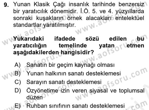 Batı Edebiyatında Akımlar 1 Dersi 2018 - 2019 Yılı (Vize) Ara Sınav Soruları 9. Soru