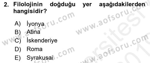 Batı Edebiyatında Akımlar 1 Dersi 2018 - 2019 Yılı (Final) Dönem Sonu Sınav Soruları 2. Soru