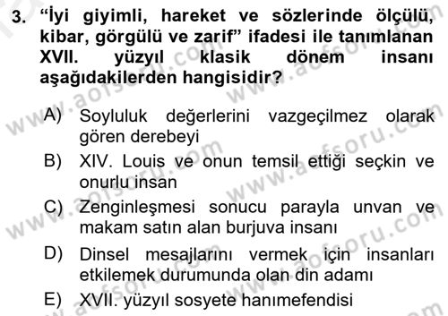 Batı Edebiyatında Akımlar 1 Dersi 2018 - 2019 Yılı (Final) Dönem Sonu Sınav Soruları 3. Soru