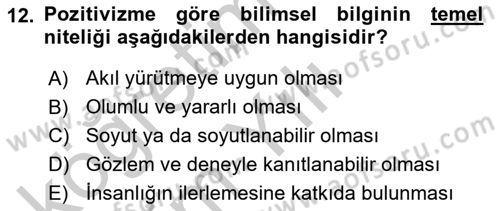Batı Edebiyatında Akımlar 1 Dersi 2018 - 2019 Yılı Yaz Okulu Sınav Soruları 12. Soru