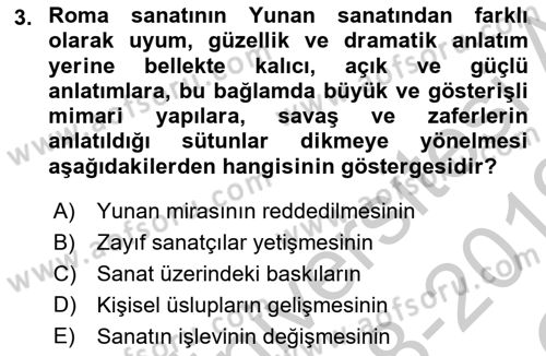 Batı Edebiyatında Akımlar 1 Dersi 2018 - 2019 Yılı Yaz Okulu Sınav Soruları 3. Soru