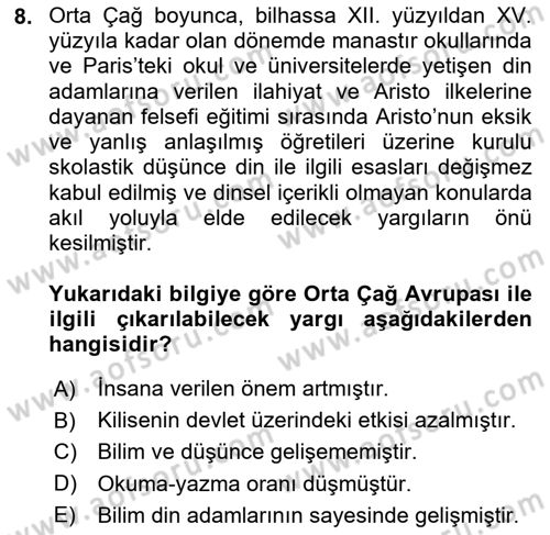 Batı Edebiyatında Akımlar 1 Dersi 2018 - 2019 Yılı Yaz Okulu Sınav Soruları 8. Soru