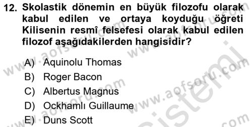Batı Edebiyatında Akımlar 1 Dersi Ara Sınavı Deneme Sınav Soruları 12. Soru