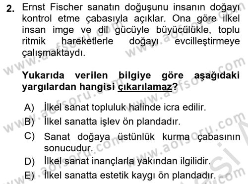 Batı Edebiyatında Akımlar 1 Dersi 2019 - 2020 Yılı (Vize) Ara Sınav Soruları 2. Soru