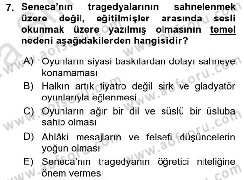 Batı Edebiyatında Akımlar 1 Dersi Ara Sınavı Deneme Sınav Soruları 7. Soru