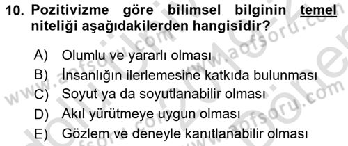 Batı Edebiyatında Akımlar 1 Dersi 2019 - 2020 Yılı (Final) Dönem Sonu Sınavı 10. Soru