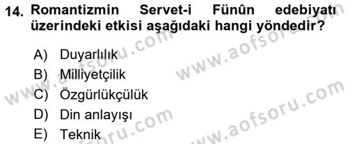 Batı Edebiyatında Akımlar 1 Dersi 2020 - 2021 Yılı Yaz Okulu Sınav Soruları 14. Soru