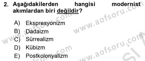 Batı Edebiyatında Akımlar 1 Dersi 2020 - 2021 Yılı Yaz Okulu Sınav Soruları 2. Soru