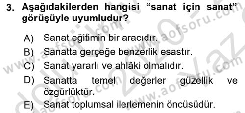 Batı Edebiyatında Akımlar 1 Dersi 2020 - 2021 Yılı Yaz Okulu Sınav Soruları 3. Soru