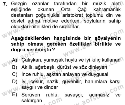Batı Edebiyatında Akımlar 1 Dersi 2020 - 2021 Yılı Yaz Okulu Sınav Soruları 7. Soru