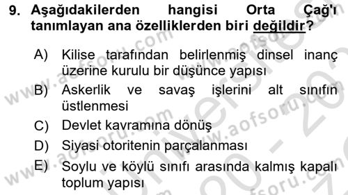 Batı Edebiyatında Akımlar 1 Dersi 2020 - 2021 Yılı Yaz Okulu Sınav Soruları 9. Soru