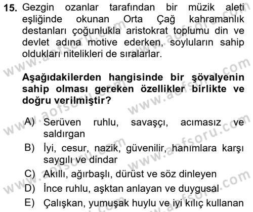 Batı Edebiyatında Akımlar 1 Dersi 2021 - 2022 Yılı (Vize) Ara Sınav Soruları 15. Soru
