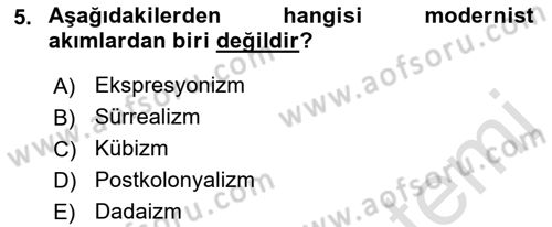 Batı Edebiyatında Akımlar 1 Dersi 2021 - 2022 Yılı (Vize) Ara Sınav Soruları 5. Soru