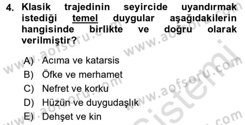 Batı Edebiyatında Akımlar 1 Dersi 2021 - 2022 Yılı (Final) Dönem Sonu Sınav Soruları 4. Soru