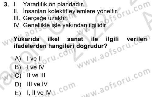 Batı Edebiyatında Akımlar 1 Dersi 2022 - 2023 Yılı (Vize) Ara Sınav Soruları 3. Soru