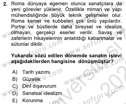 Batı Edebiyatında Akımlar 1 Dersi 2022 - 2023 Yılı (Final) Dönem Sonu Sınav Soruları 2. Soru