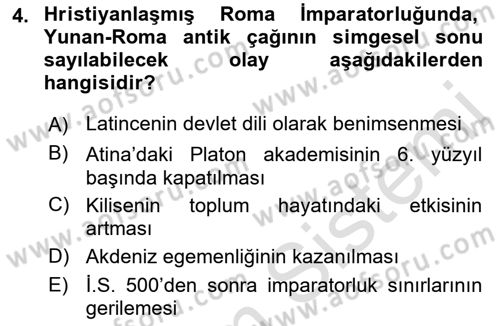 Batı Edebiyatında Akımlar 1 Dersi 2022 - 2023 Yılı (Final) Dönem Sonu Sınav Soruları 4. Soru