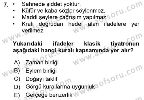 Batı Edebiyatında Akımlar 1 Dersi 2022 - 2023 Yılı (Final) Dönem Sonu Sınav Soruları 7. Soru