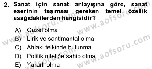 Batı Edebiyatında Akımlar 1 Dersi 2022 - 2023 Yılı Yaz Okulu Sınav Soruları 2. Soru