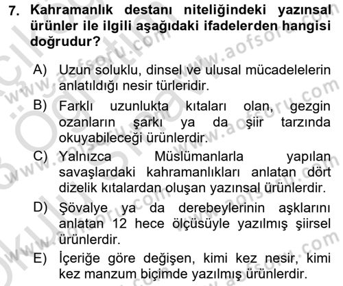 Batı Edebiyatında Akımlar 1 Dersi 2022 - 2023 Yılı Yaz Okulu Sınavı 7. Soru