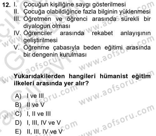Batı Edebiyatında Akımlar 1 Dersi 2023 - 2024 Yılı (Vize) Ara Sınav Soruları 12. Soru