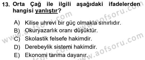Batı Edebiyatında Akımlar 1 Dersi Ara Sınavı Deneme Sınav Soruları 13. Soru