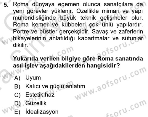 Batı Edebiyatında Akımlar 1 Dersi 2023 - 2024 Yılı (Vize) Ara Sınav Soruları 5. Soru