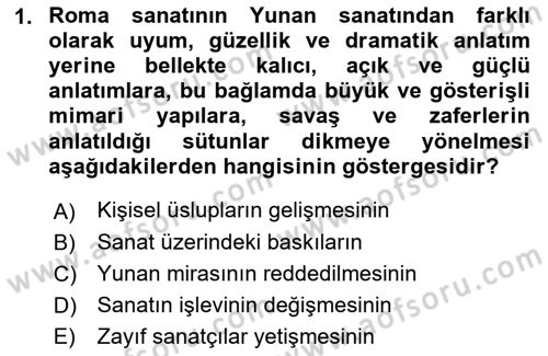 Batı Edebiyatında Akımlar 1 Dersi 2023 - 2024 Yılı (Final) Dönem Sonu Sınav Soruları 1. Soru