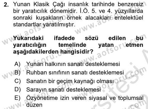 Batı Edebiyatında Akımlar 1 Dersi 2023 - 2024 Yılı (Final) Dönem Sonu Sınav Soruları 2. Soru