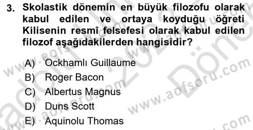 Batı Edebiyatında Akımlar 1 Dersi 2023 - 2024 Yılı (Final) Dönem Sonu Sınav Soruları 3. Soru