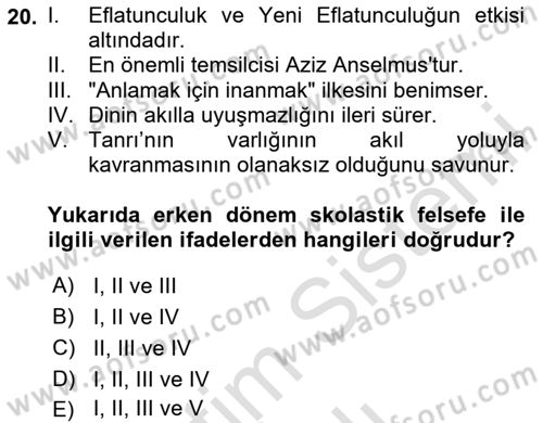 Batı Edebiyatında Akımlar 1 Dersi 2023 - 2024 Yılı Yaz Okulu Sınav Soruları 20. Soru