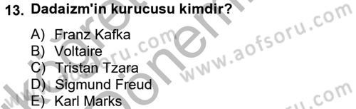 Batı Edebiyatında Akımlar 2 Dersi 2012 - 2013 Yılı (Vize) Ara Sınav Soruları 13. Soru