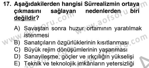 Batı Edebiyatında Akımlar 2 Dersi 2012 - 2013 Yılı (Vize) Ara Sınav Soruları 17. Soru