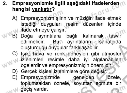 Batı Edebiyatında Akımlar 2 Dersi 2012 - 2013 Yılı (Vize) Ara Sınav Soruları 2. Soru