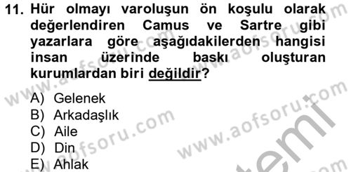 Batı Edebiyatında Akımlar 2 Dersi 2012 - 2013 Yılı (Final) Dönem Sonu Sınav Soruları 11. Soru