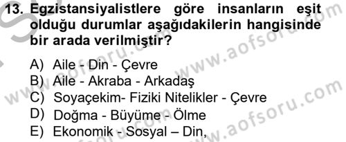 Batı Edebiyatında Akımlar 2 Dersi 2012 - 2013 Yılı (Final) Dönem Sonu Sınav Soruları 13. Soru
