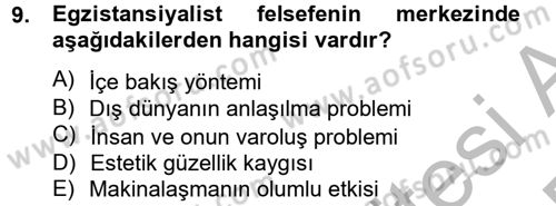 Batı Edebiyatında Akımlar 2 Dersi 2012 - 2013 Yılı (Final) Dönem Sonu Sınav Soruları 9. Soru