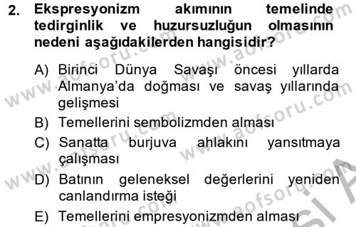 Batı Edebiyatında Akımlar 2 Dersi 2013 - 2014 Yılı (Vize) Ara Sınav Soruları 2. Soru