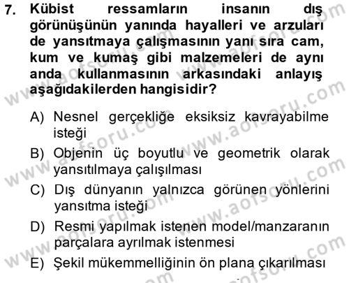 Batı Edebiyatında Akımlar 2 Dersi 2013 - 2014 Yılı (Vize) Ara Sınav Soruları 7. Soru